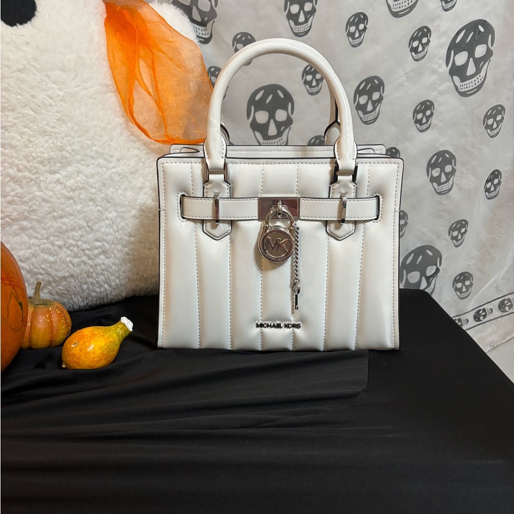 Michael Kors Cream Satchel with Silver Accents new tags $498 Crossbody as well